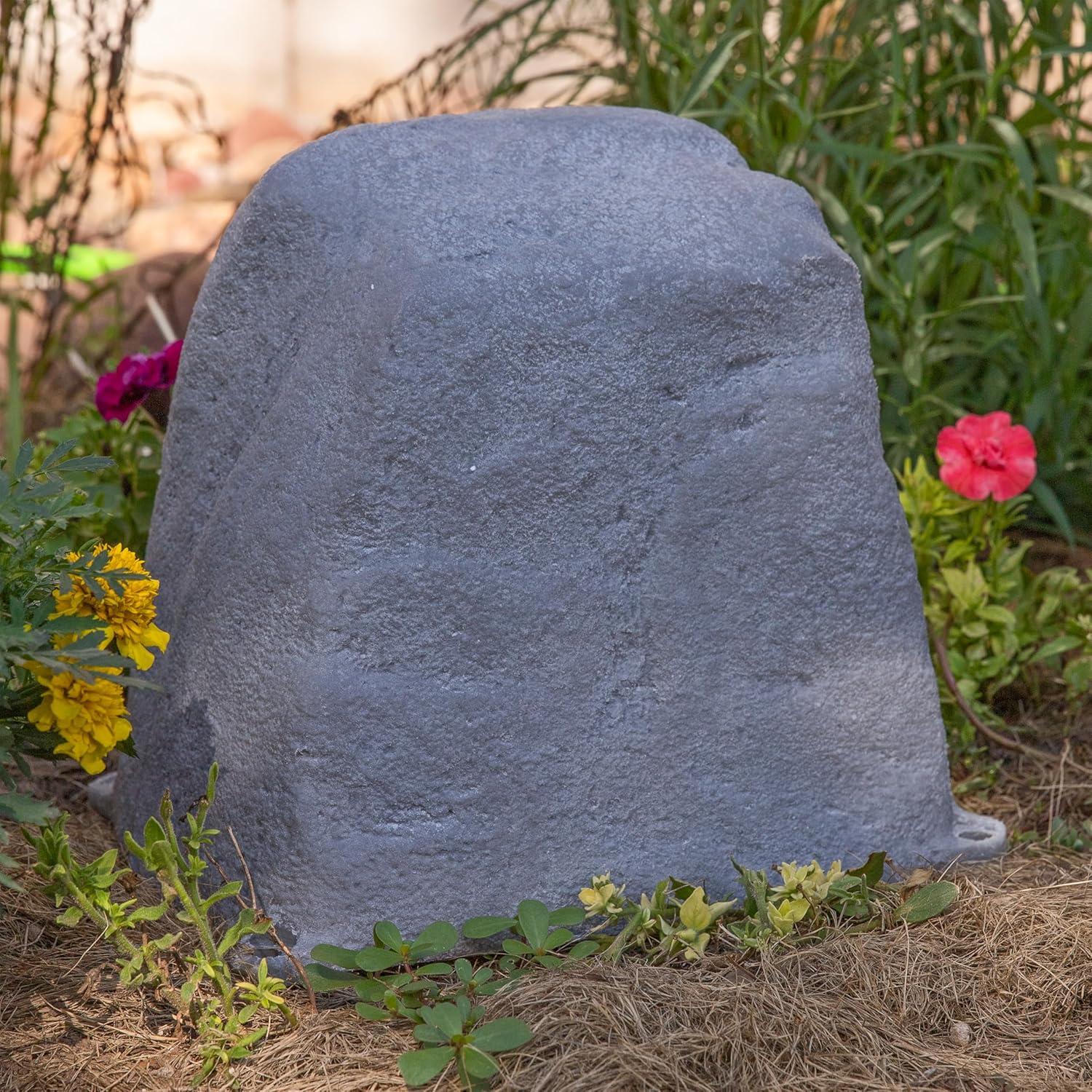 image:imageSunnydaze 35 H Polyresin Faux Landscape Rock Cover Lightweight Fake Rock Well Pump Cover for Outside Brown 2PackGray