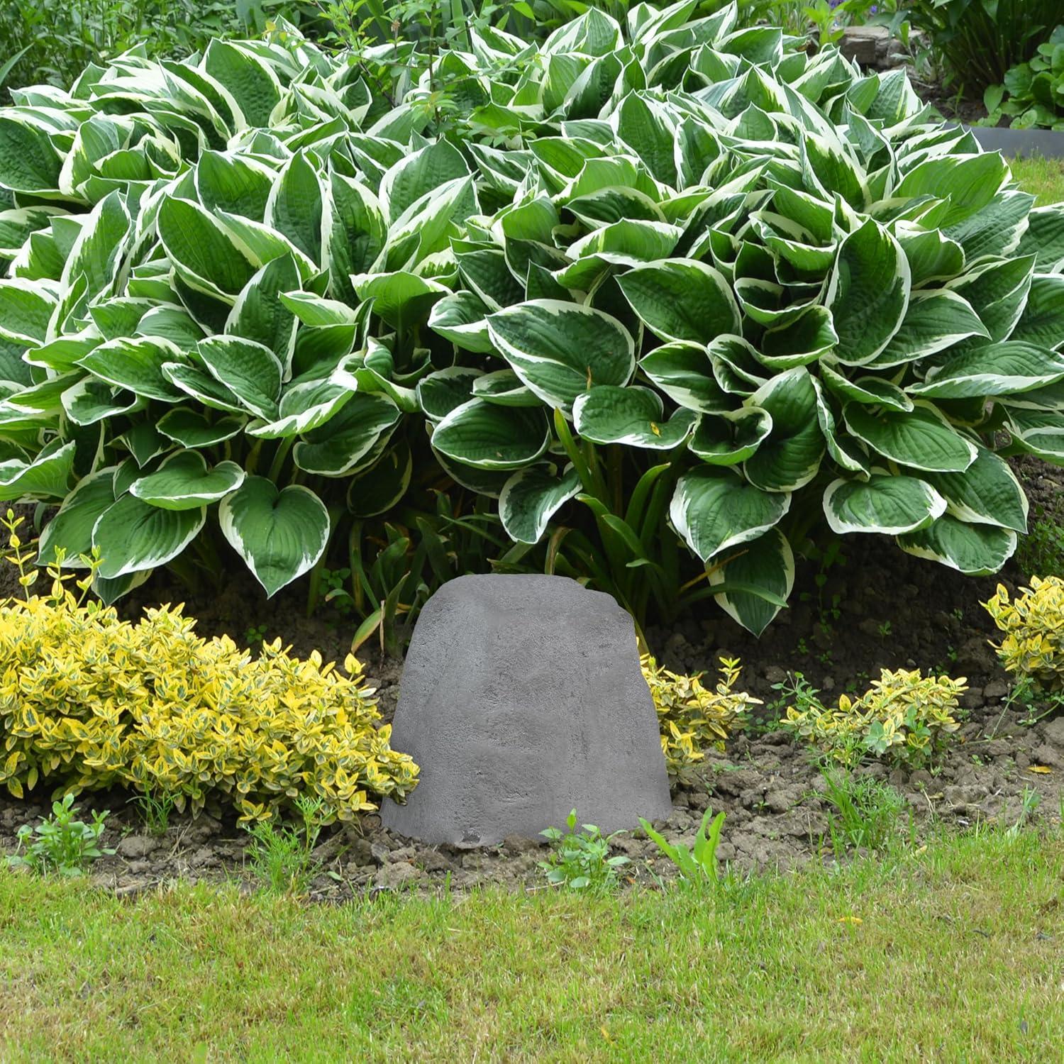 image:imageSunnydaze 35 H Polyresin Faux Landscape Rock Cover Lightweight Fake Rock Well Pump Cover for Outside Brown 2PackGray