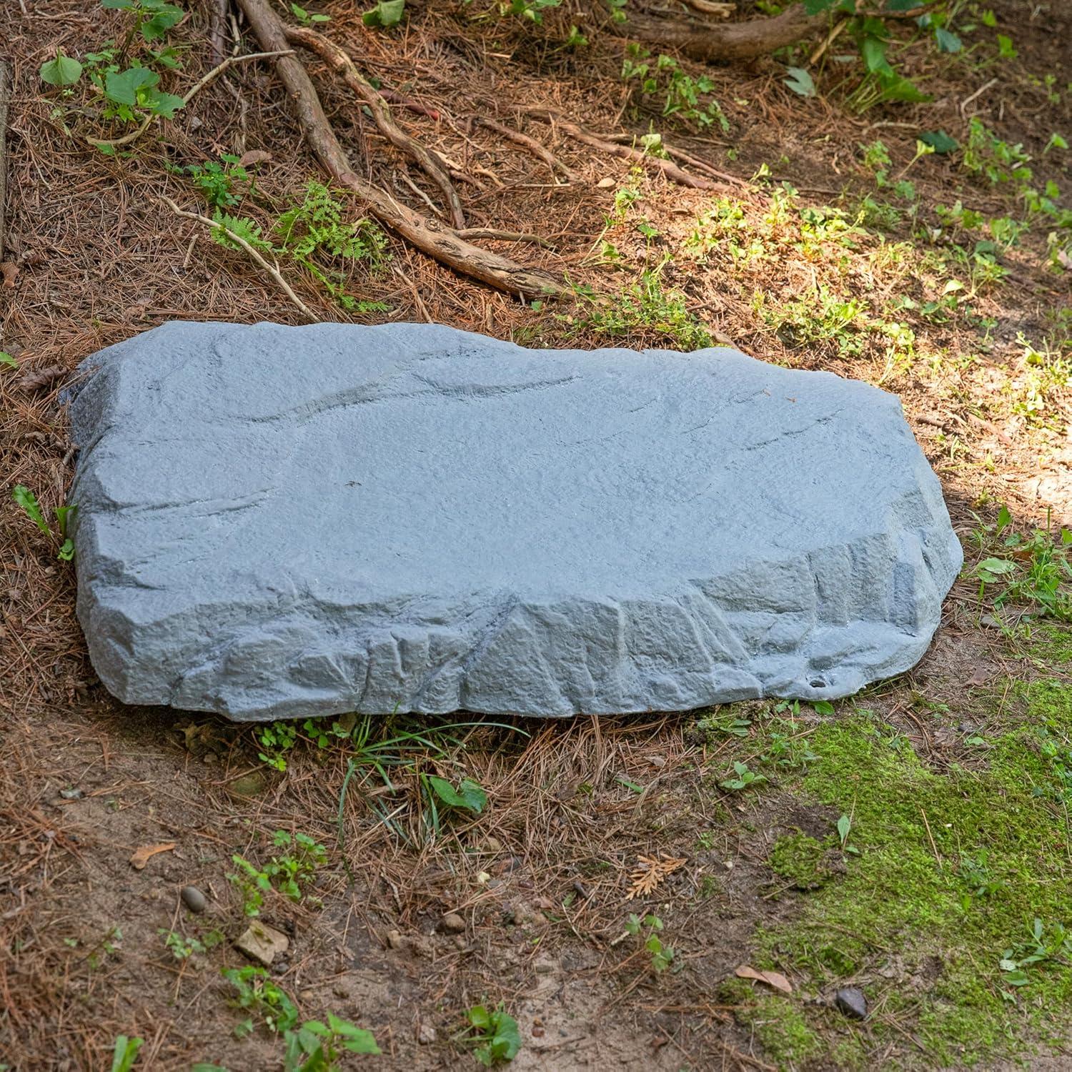 image:imageSunnydaze 35 H Polyresin Faux Landscape Rock Cover Lightweight Fake Rock Well Pump Cover for Outside Brown 2PackGray