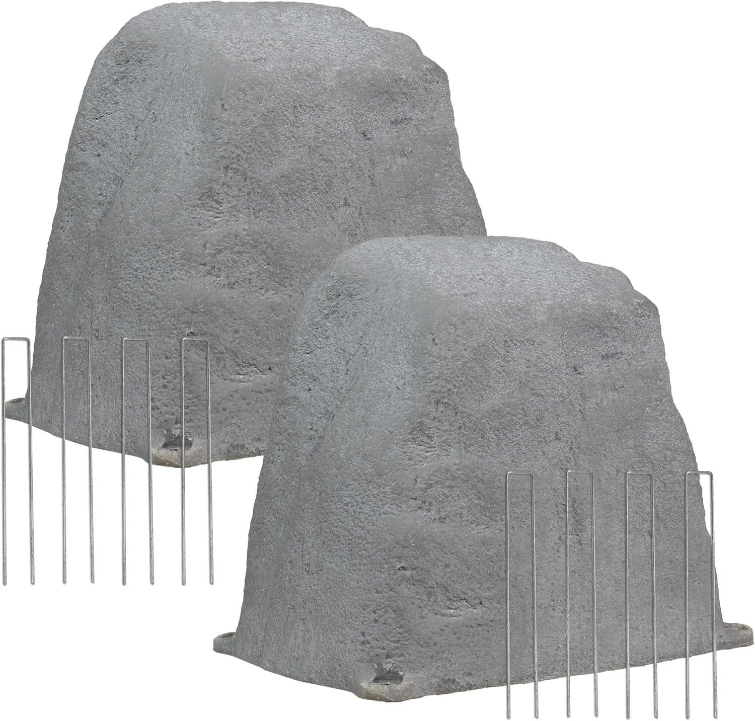 image:imageSunnydaze 35 H Polyresin Faux Landscape Rock Cover Lightweight Fake Rock Well Pump Cover for Outside Brown 2PackGray