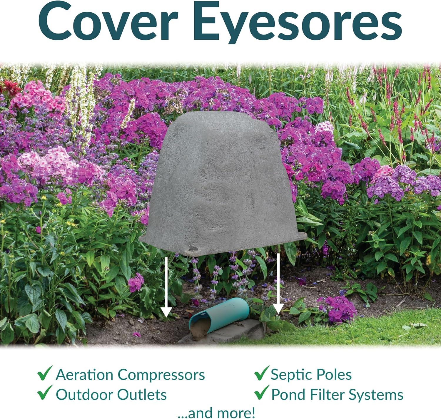 image:imageSunnydaze 35 H Polyresin Faux Landscape Rock Cover Lightweight Fake Rock Well Pump Cover for Outside Brown 2PackGray
