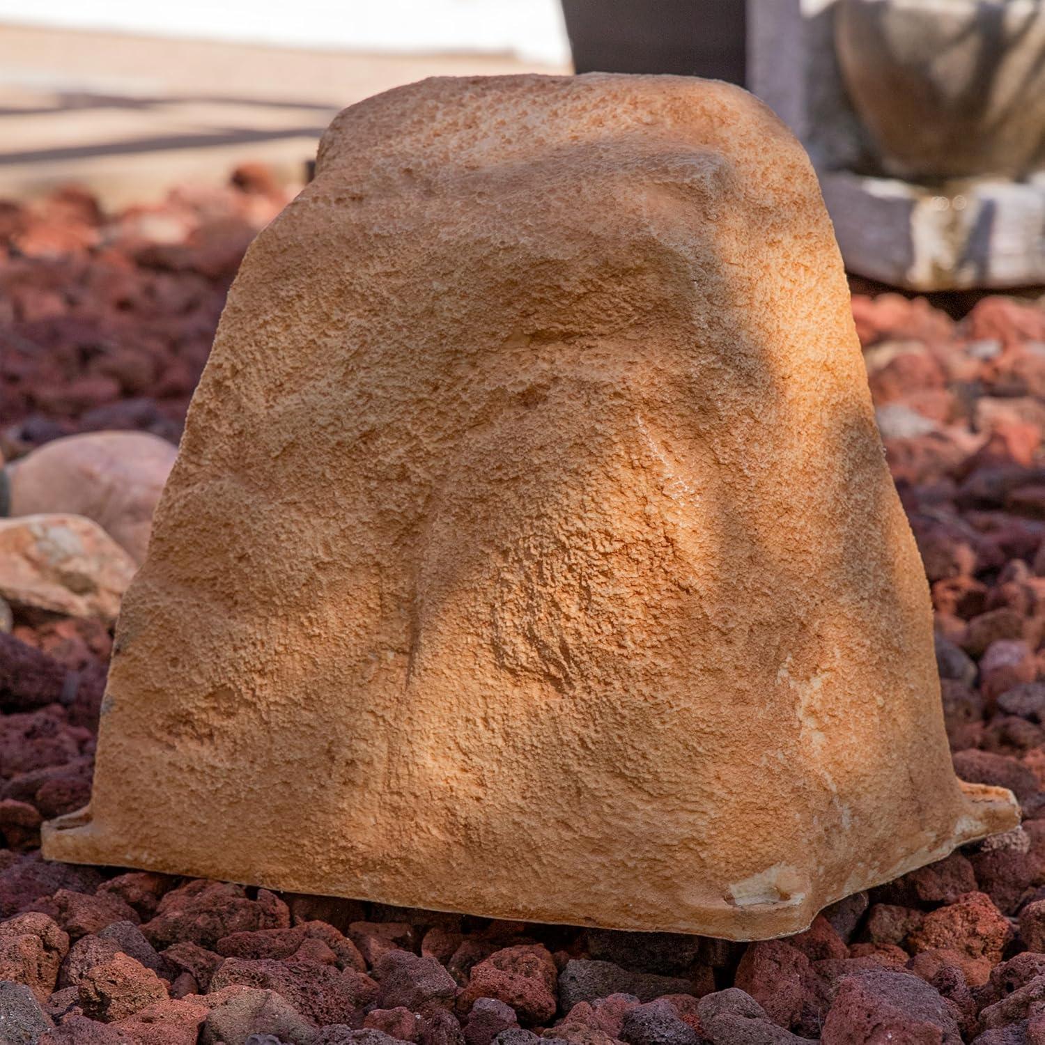 image:imageSunnydaze 35 H Polyresin Faux Landscape Rock Cover Lightweight Fake Rock Well Pump Cover for Outside Brown 2PackSand