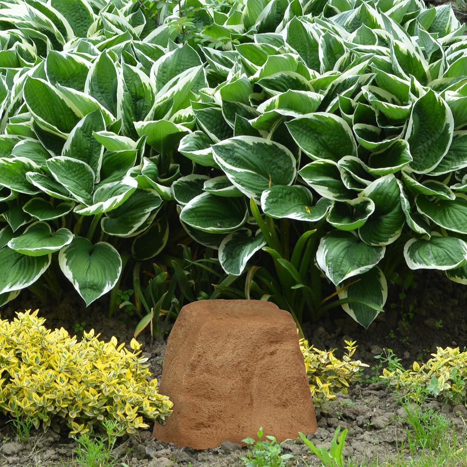 image:imageSunnydaze 35 H Polyresin Faux Landscape Rock Cover Lightweight Fake Rock Well Pump Cover for Outside Brown 2PackSand