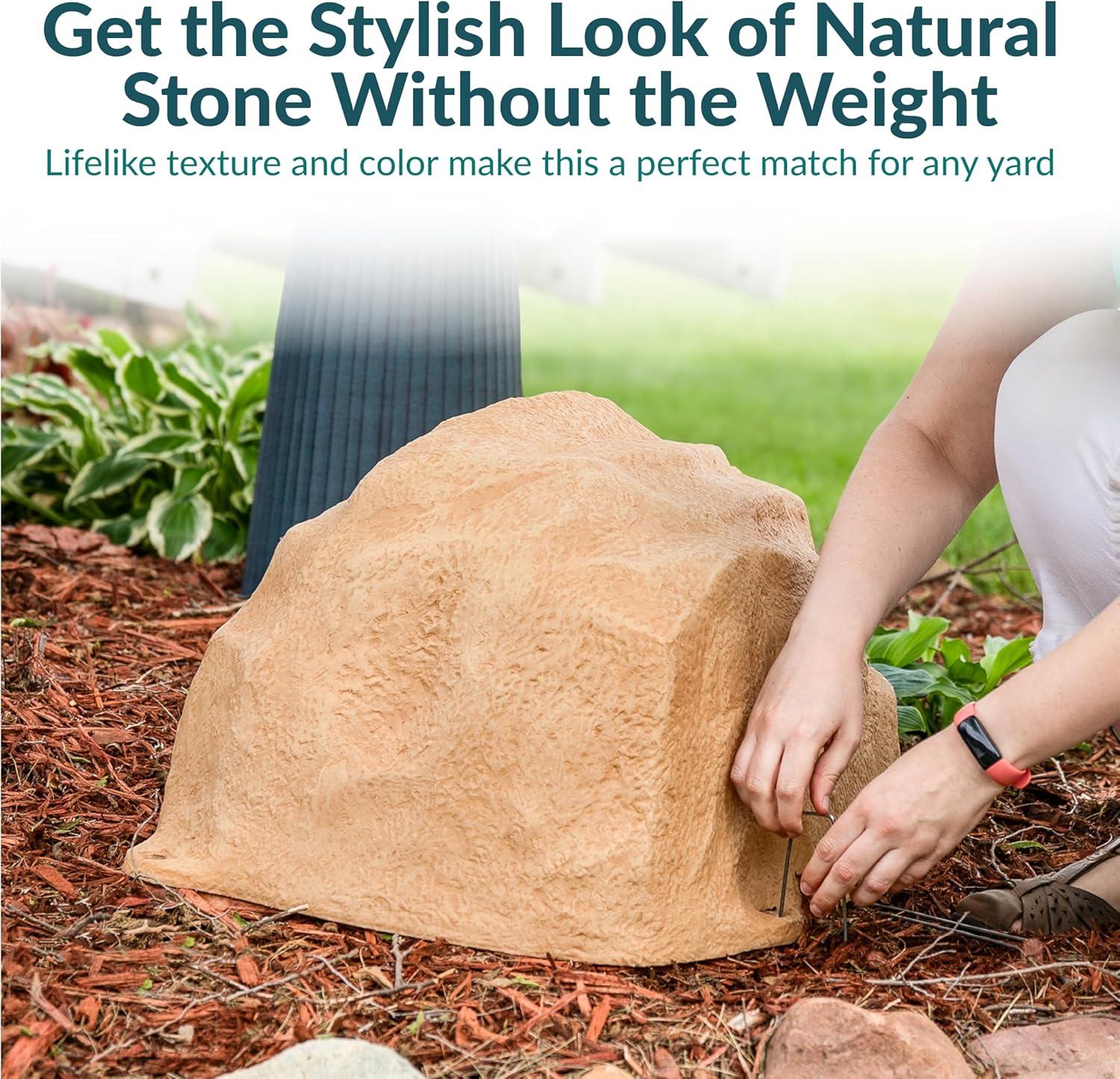 image:imageSunnydaze 35 H Polyresin Faux Landscape Rock Cover Lightweight Fake Rock Well Pump Cover for Outside Brown 2PackSand