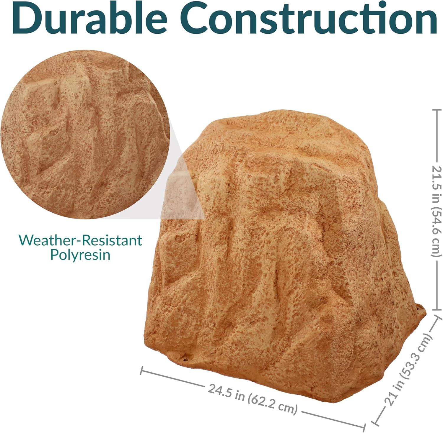 image:imageSunnydaze 35 H Polyresin Faux Landscape Rock Cover Lightweight Fake Rock Well Pump Cover for Outside Brown 2PackSand