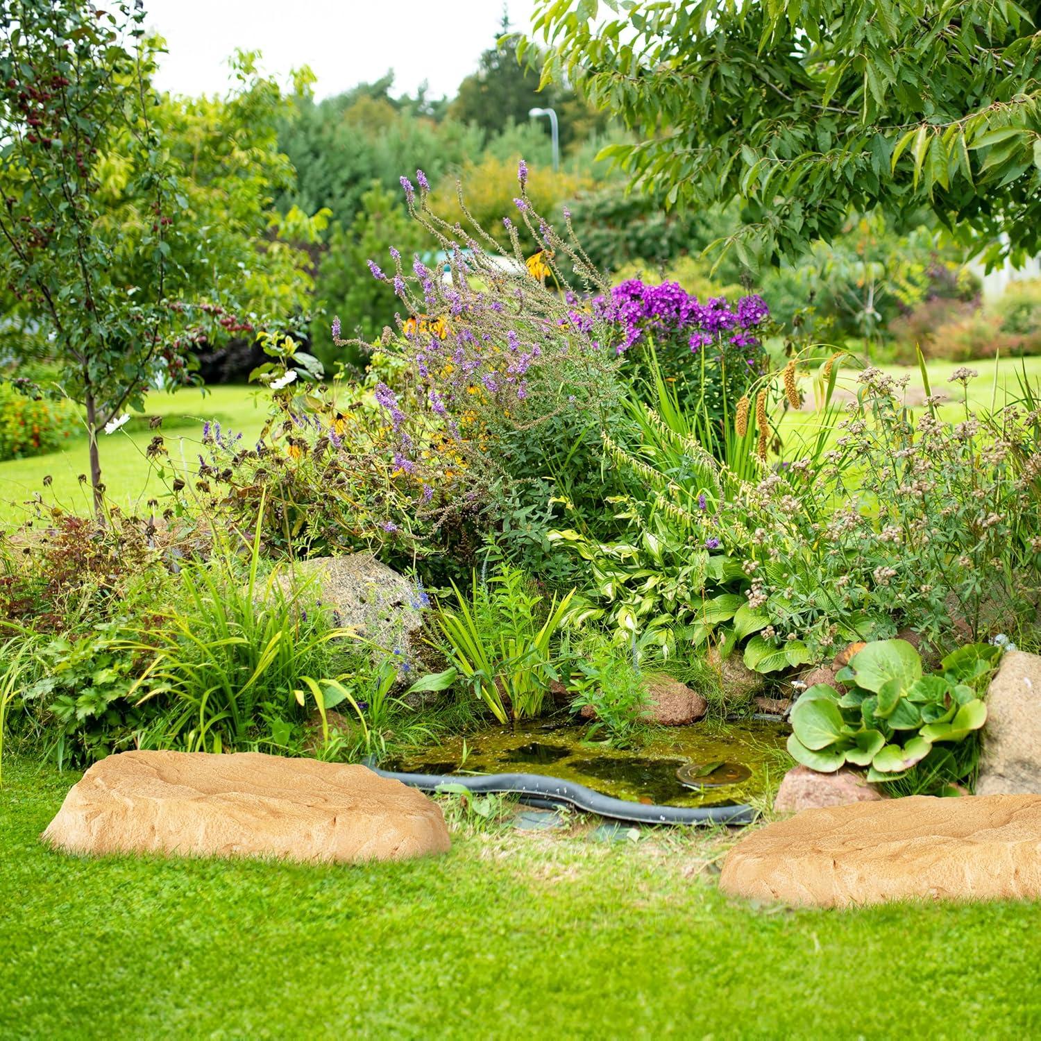 image:imageSunnydaze 35 H Polyresin Faux Landscape Rock Cover Lightweight Fake Rock Well Pump Cover for Outside Brown 2PackSand