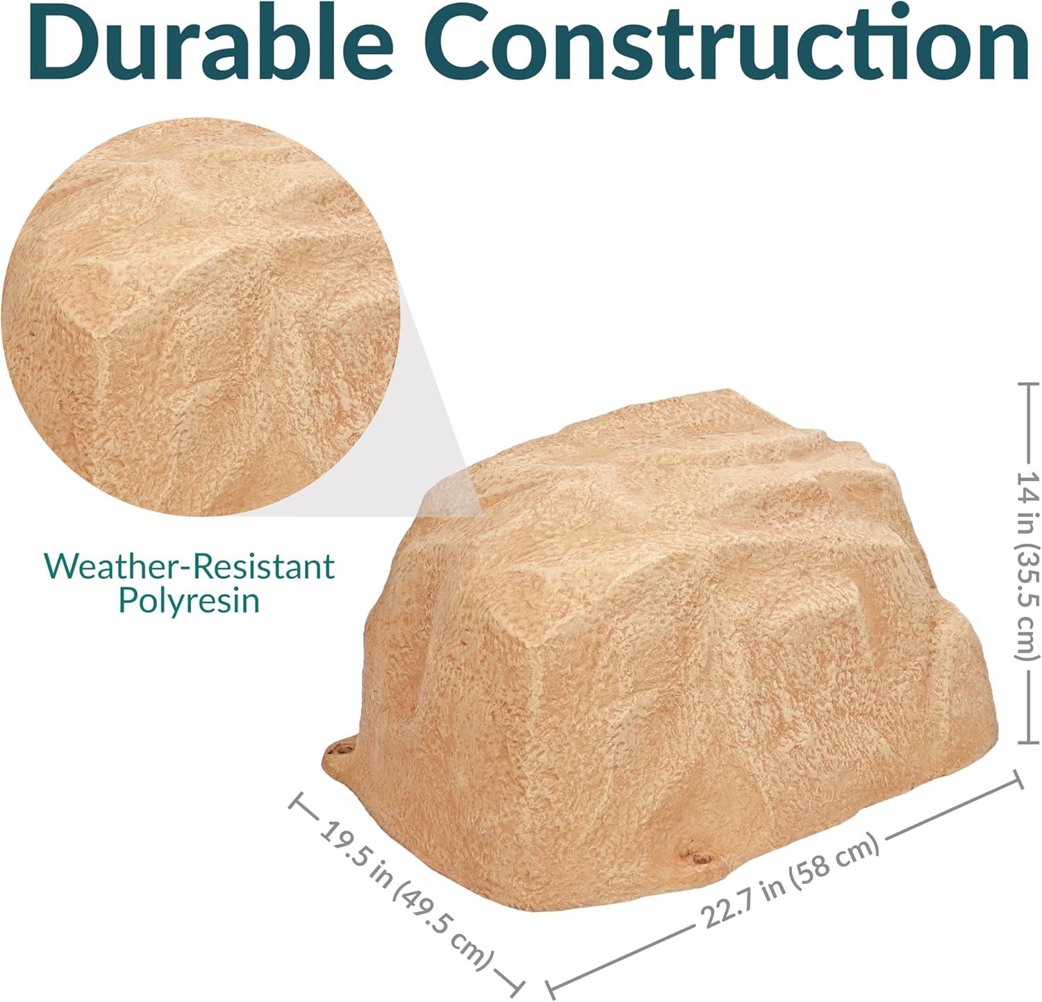 image:imageSunnydaze 35 H Polyresin Faux Landscape Rock Cover Lightweight Fake Rock Well Pump Cover for Outside Brown 2PackSand