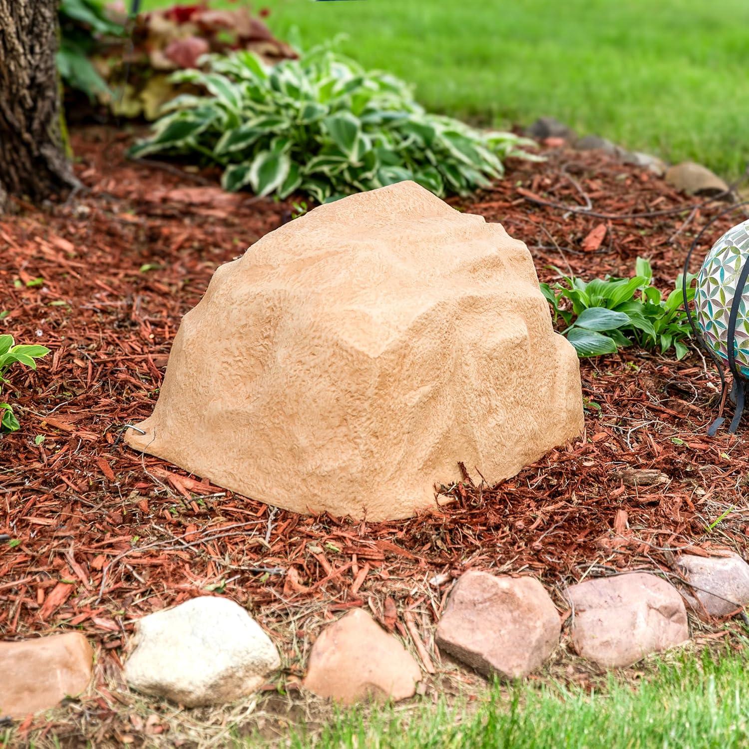 image:imageSunnydaze 35 H Polyresin Faux Landscape Rock Cover Lightweight Fake Rock Well Pump Cover for Outside Brown 2PackSand