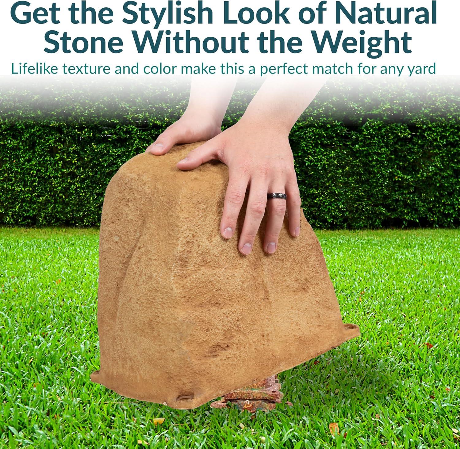 image:imageSunnydaze 35 H Polyresin Faux Landscape Rock Cover Lightweight Fake Rock Well Pump Cover for Outside Brown 2PackSand