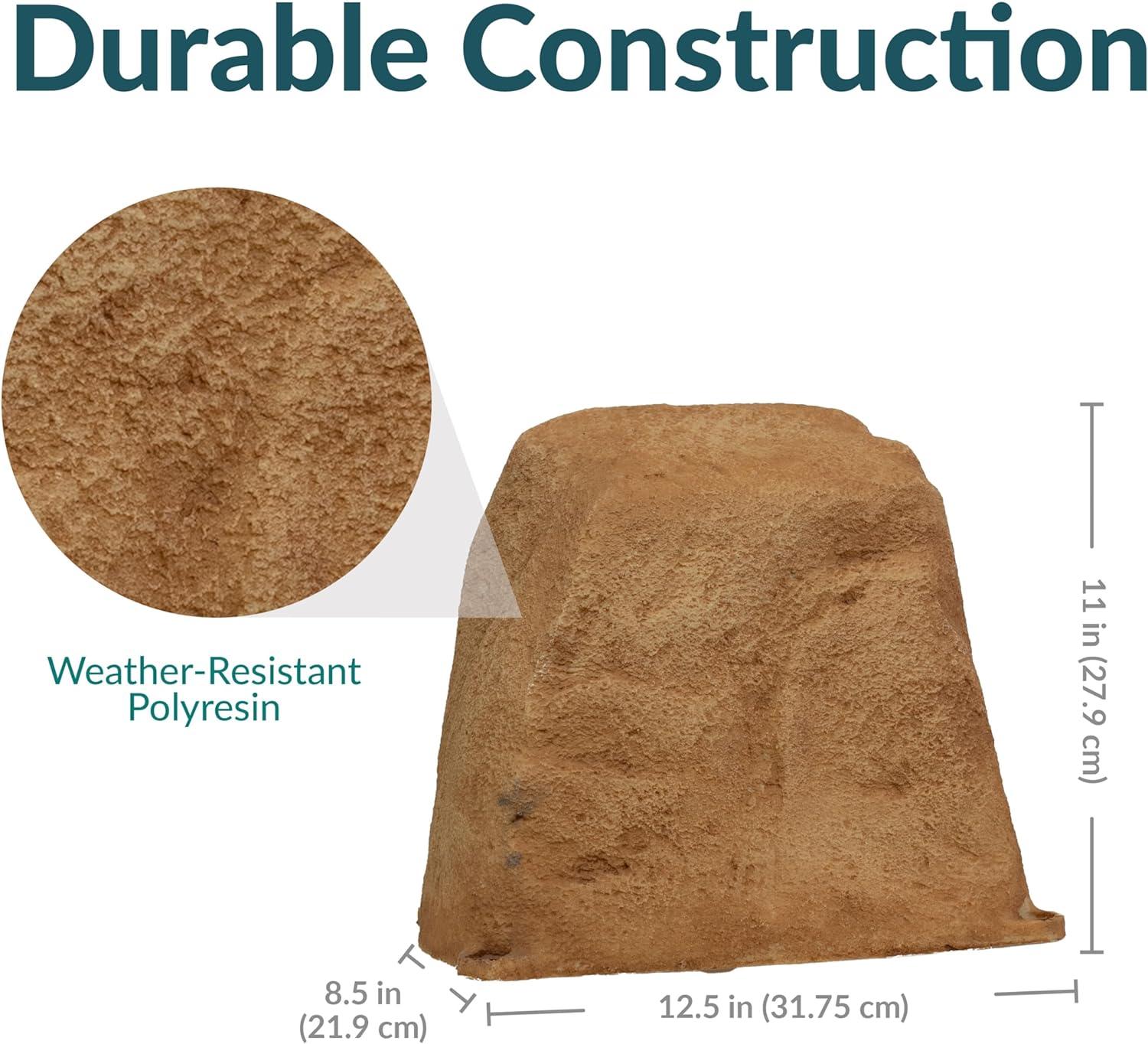 image:imageSunnydaze 35 H Polyresin Faux Landscape Rock Cover Lightweight Fake Rock Well Pump Cover for Outside Brown 2PackSand