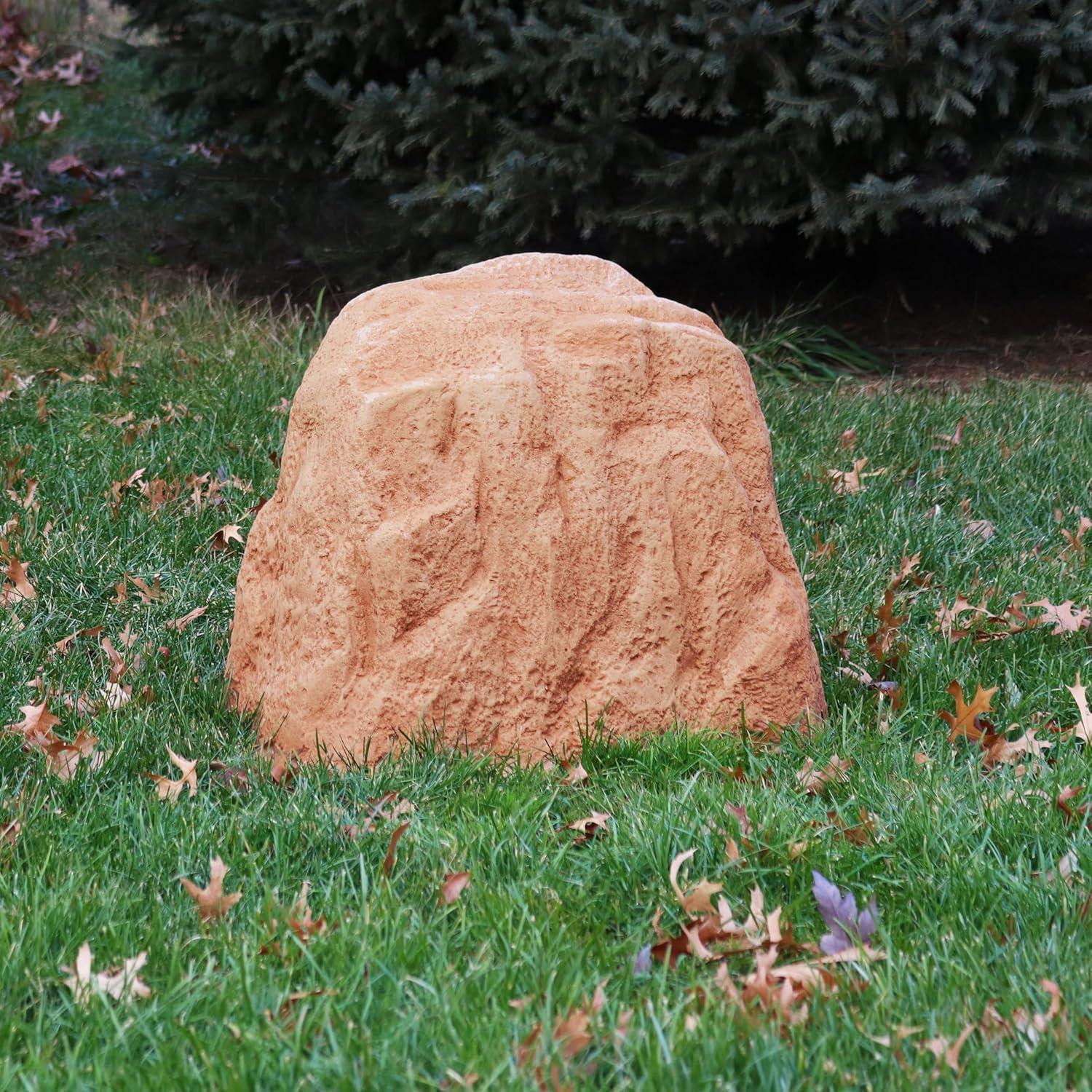 image:imageSunnydaze 35 H Polyresin Faux Landscape Rock Cover Lightweight Fake Rock Well Pump Cover for Outside Brown 2PackSand