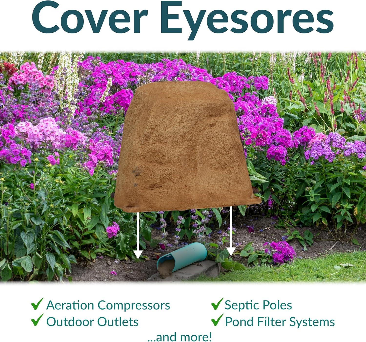 image:imageSunnydaze 35 H Polyresin Faux Landscape Rock Cover Lightweight Fake Rock Well Pump Cover for Outside Brown 2PackSand
