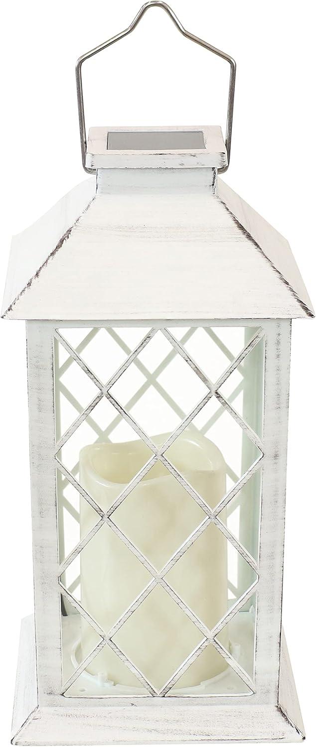 image:imageSunnydaze Concord 11Inch Solar LED Decorative Candle Lantern TabletopHanging Light White
