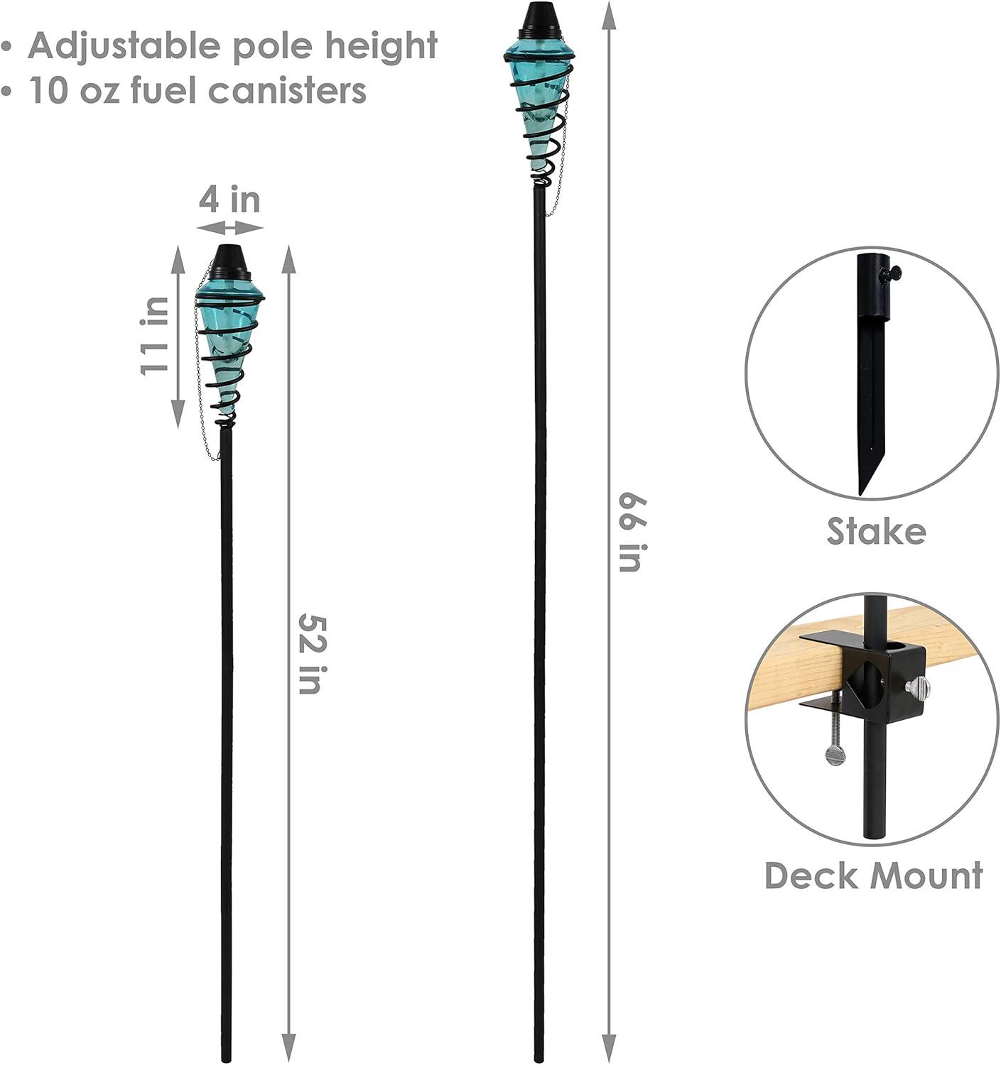 image:imageSunnydaze Glass Patio Torch Set of 225 to 66Inch Outdoor Patio and Lawn Torches with Adjustable Height for Garden Deck amp Backyard Blue