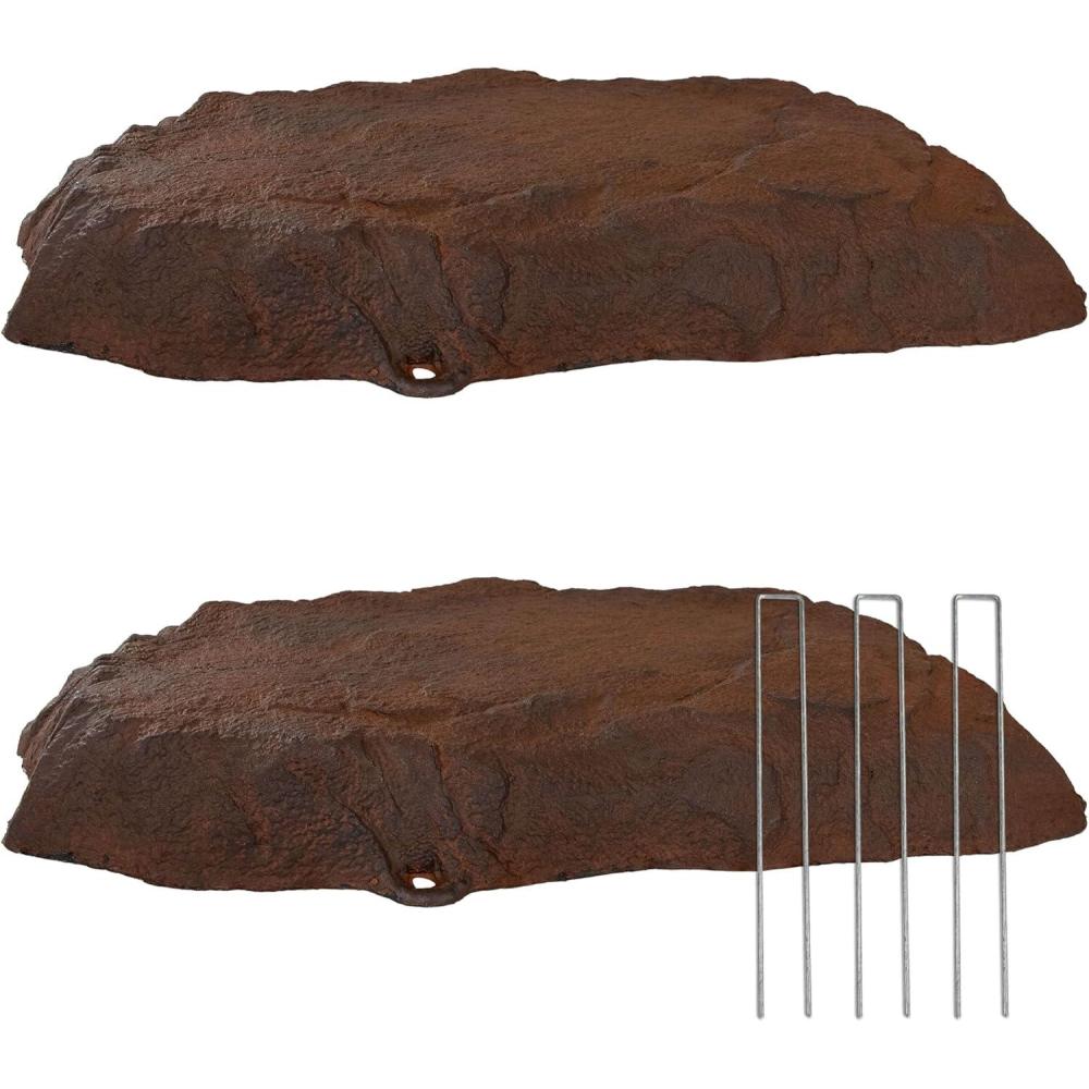 image:imageSunnydaze 35 H Polyresin Faux Landscape Rock Cover Lightweight Fake Rock Well Pump Cover for Outside Brown 2PackBrown