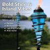 Sunnydaze Glass Patio Torch Set of 2-25 to 66-Inch – Outdoor Patio and Lawn Torches with Adjustable Height for Garden, Deck & Backyard – Blue