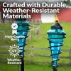 Sunnydaze Glass Patio Torch Set of 2-25 to 66-Inch – Outdoor Patio and Lawn Torches with Adjustable Height for Garden, Deck & Backyard – Blue