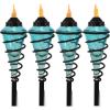 Sunnydaze Blue Glass Patio Torch with Metal Swirl – 25- to 66-Inch Adjustable Height – Set of 4