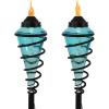 Sunnydaze Glass Patio Torch Set of 2-25 to 66-Inch – Outdoor Patio and Lawn Torches with Adjustable Height for Garden, Deck & Backyard – Blue
