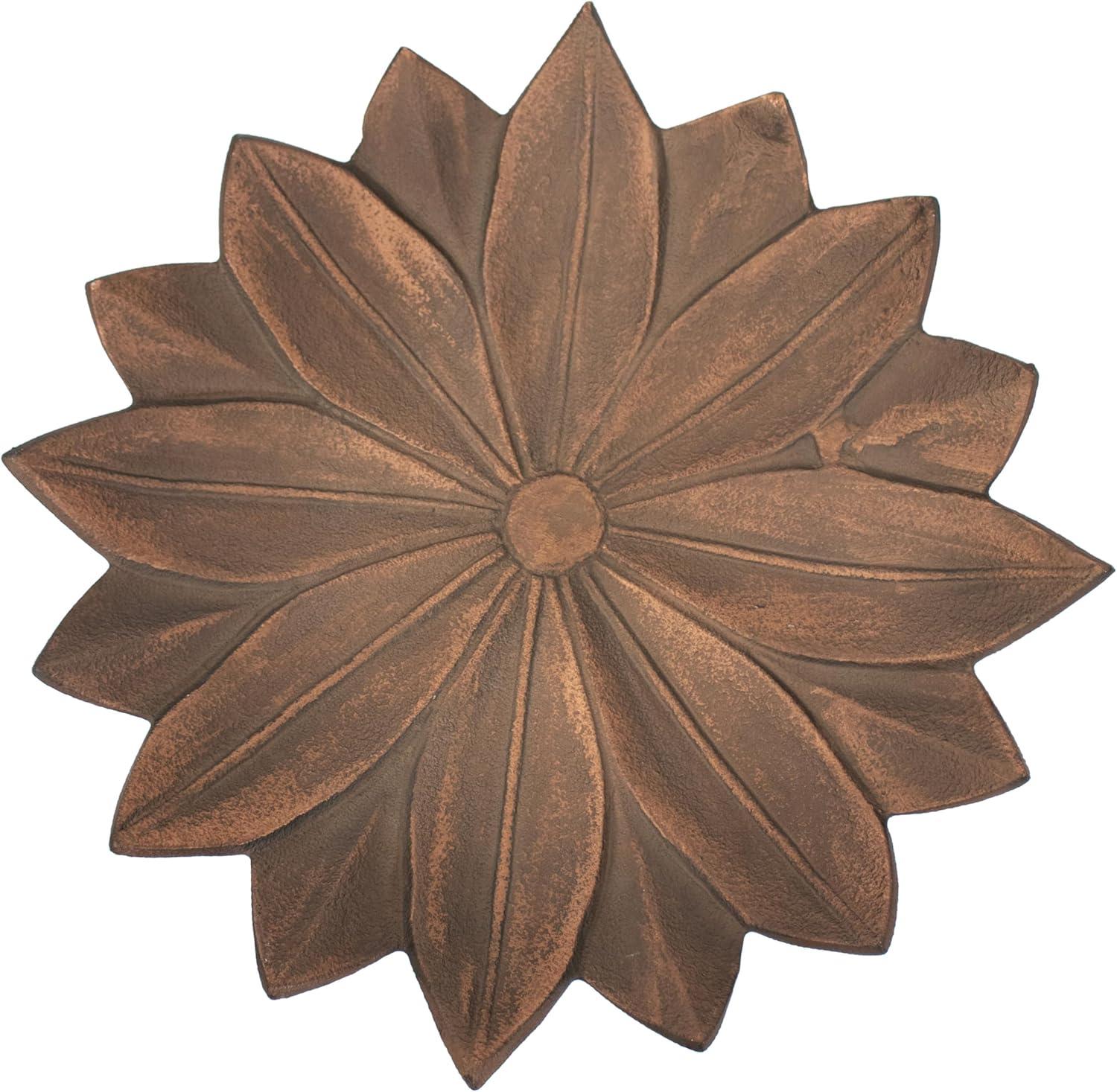 image:imageSunnydaze Garden Lotus Metal Bird Bath with UVResistant Finish Cast Aluminum Copper Patina 165