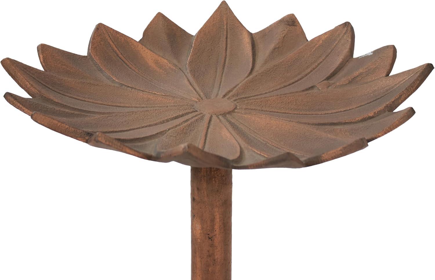 image:imageSunnydaze Garden Lotus Metal Bird Bath with UVResistant Finish Cast Aluminum Copper Patina 165
