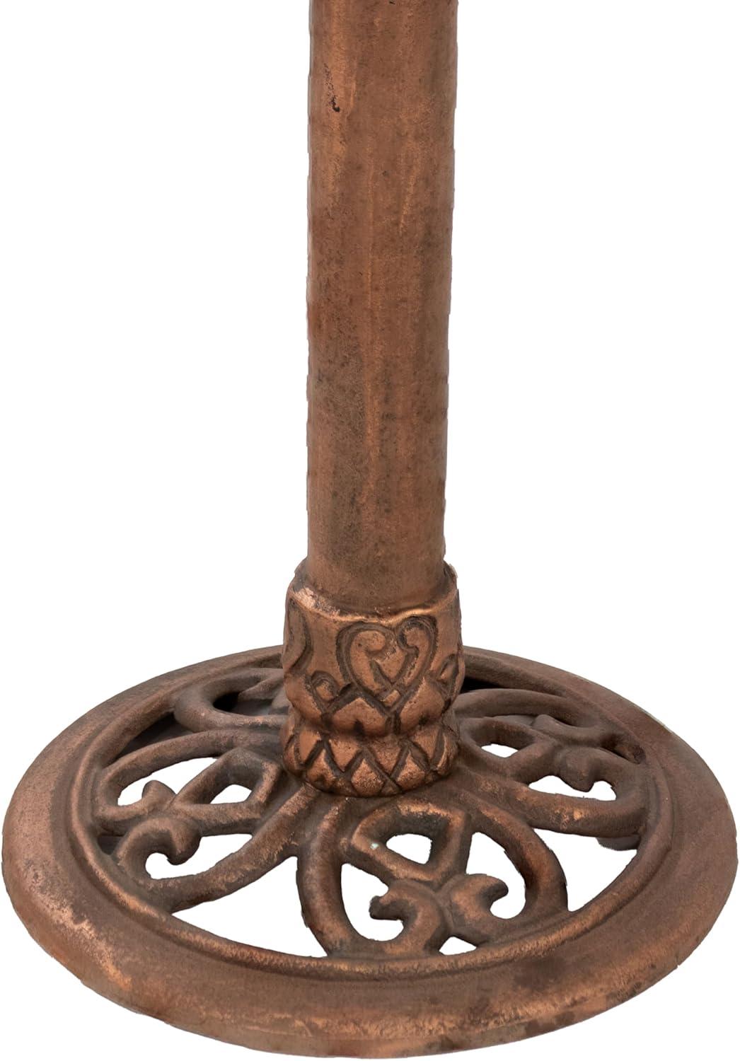 image:imageSunnydaze Garden Lotus Metal Bird Bath with UVResistant Finish Cast Aluminum Copper Patina 165