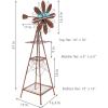 Sunnydaze 51-Inch Rustic Windmill Metal Garden Statue with Tiers – Yard Art, Lawn and Garden Sculpture Decor – Brown/Copper
