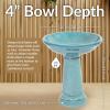 Sunnydaze Calais Ceramic Bird Bath for Outside – 25″ H – UV-/Frost-Resistant Tall Bird Bath – Jade Green Glaze Finish