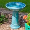 Sunnydaze Calais Ceramic Bird Bath for Outside – 25″ H – UV-/Frost-Resistant Tall Bird Bath – Jade Green Glaze Finish
