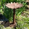 Sunnydaze Garden Lotus Metal Bird Bath with UV-Resistant Finish – Cast Aluminum – Copper Patina – 16.5″