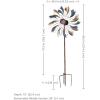 Sunnydaze Metallic Pinwheel Metal Garden Wind Spinner – Removable Pole Sections for Adjustable Height – Dual-Motion Blades – 84.5″ H(Metallic Pinwheel – 84″)