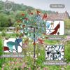 Sunnydaze Metallic Pinwheel Metal Garden Wind Spinner – Removable Pole Sections for Adjustable Height – Dual-Motion Blades – 84.5″ H(Rainbow Breeze – 84″)