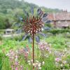 Sunnydaze Metallic Pinwheel Metal Garden Wind Spinner – Removable Pole Sections for Adjustable Height – Dual-Motion Blades – 84.5″ H(Whirling Petals – 48″)