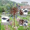 Sunnydaze Metallic Pinwheel Metal Garden Wind Spinner – Removable Pole Sections for Adjustable Height – Dual-Motion Blades – 84.5″ H(Whirling Petals – 48″)