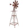 Sunnydaze 51-Inch Rustic Windmill Metal Garden Statue with Tiers – Yard Art, Lawn and Garden Sculpture Decor – Brown/Copper