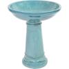 Sunnydaze Calais Ceramic Bird Bath for Outside – 25″ H – UV-/Frost-Resistant Tall Bird Bath – Jade Green Glaze Finish