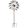 Sunnydaze Metallic Pinwheel Metal Garden Wind Spinner – Removable Pole Sections for Adjustable Height – Dual-Motion Blades – 84.5″ H(Metallic Pinwheel – 84″)