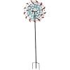 Sunnydaze Metallic Pinwheel Metal Garden Wind Spinner – Removable Pole Sections for Adjustable Height – Dual-Motion Blades – 84.5″ H(Rainbow Breeze – 84″)