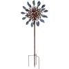 Sunnydaze Metallic Pinwheel Metal Garden Wind Spinner – Removable Pole Sections for Adjustable Height – Dual-Motion Blades – 84.5″ H(Whirling Petals – 48″)