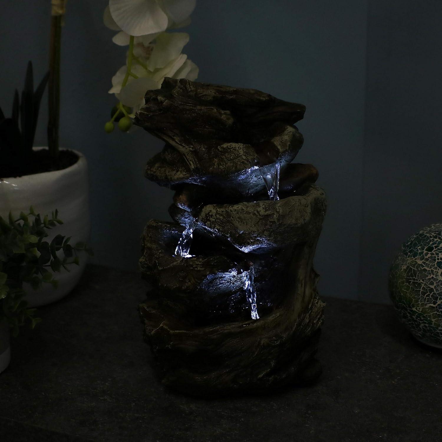 image:imageSunnydaze Tabletop Water Fountain 105 Inch Relaxing Desktop Water Fountain with LED Lights Office Bedroom Living Room