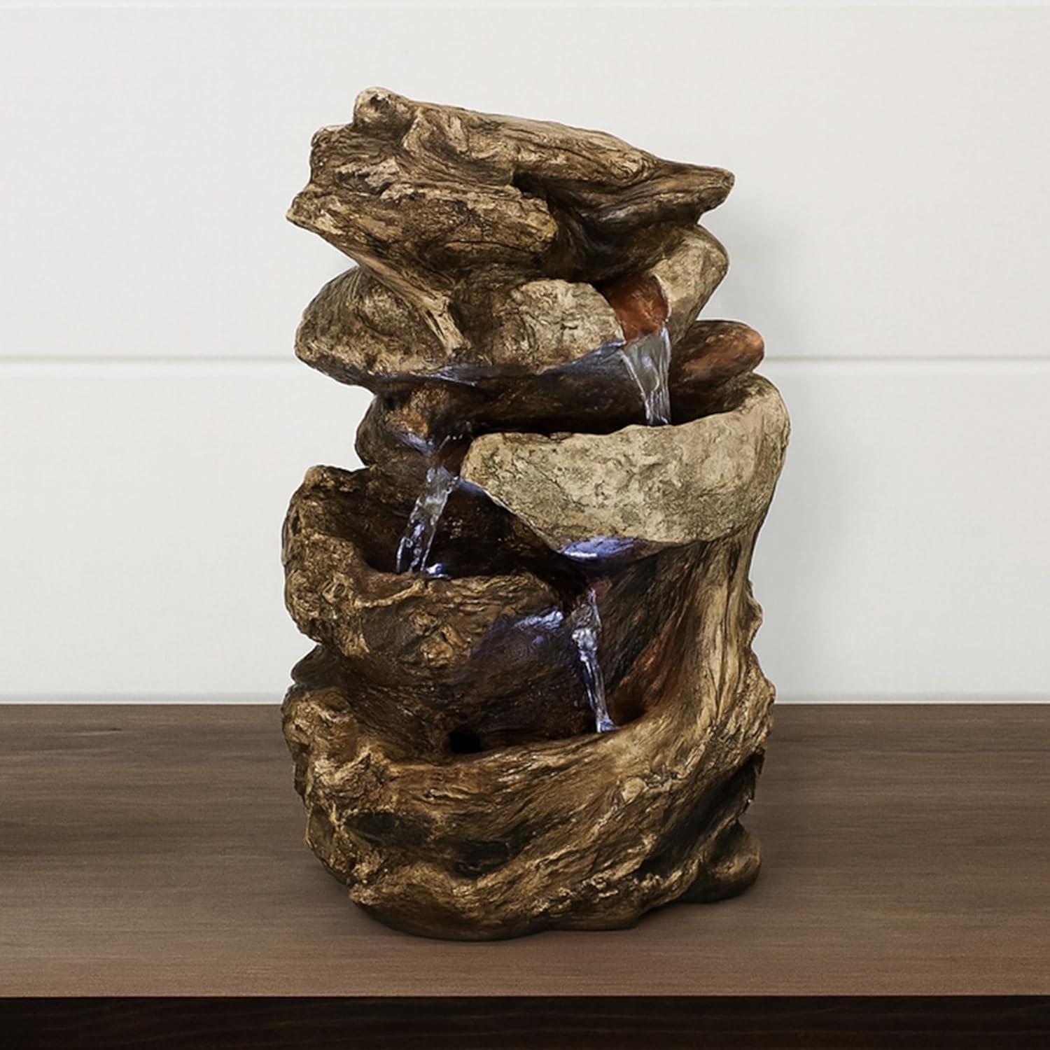 image:imageSunnydaze Tabletop Water Fountain 105 Inch Relaxing Desktop Water Fountain with LED Lights Office Bedroom Living Room
