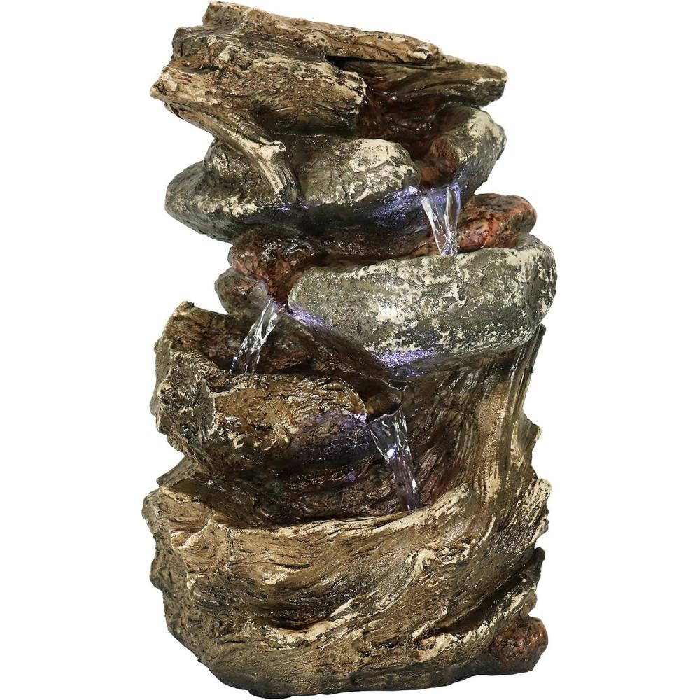 image:imageSunnydaze Tabletop Water Fountain 105 Inch Relaxing Desktop Water Fountain with LED Lights Office Bedroom Living Room