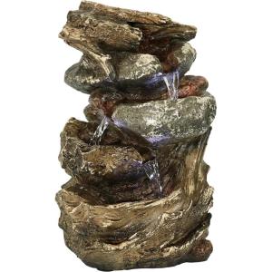 Sunnydaze Tabletop Water Fountain – 10.5 Inch Relaxing Desktop Water Fountain with LED Lights – Office, Bedroom, Living Room