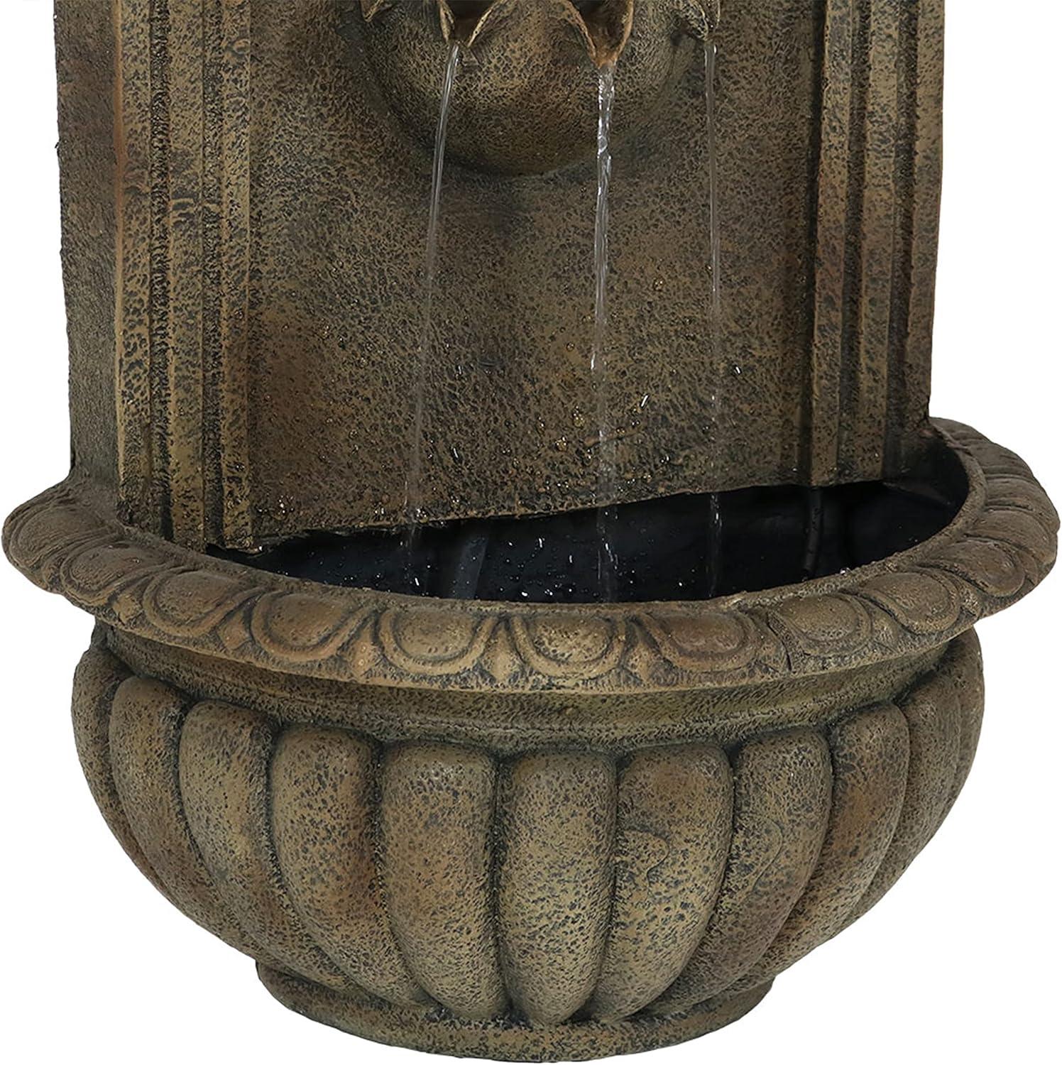 image:imageSunnydaze Florence 27Inch Polystone Outdoor Wall Water Fountain Electric Submersible Pump Florentine Stone FinishFlorentine Stone Finish