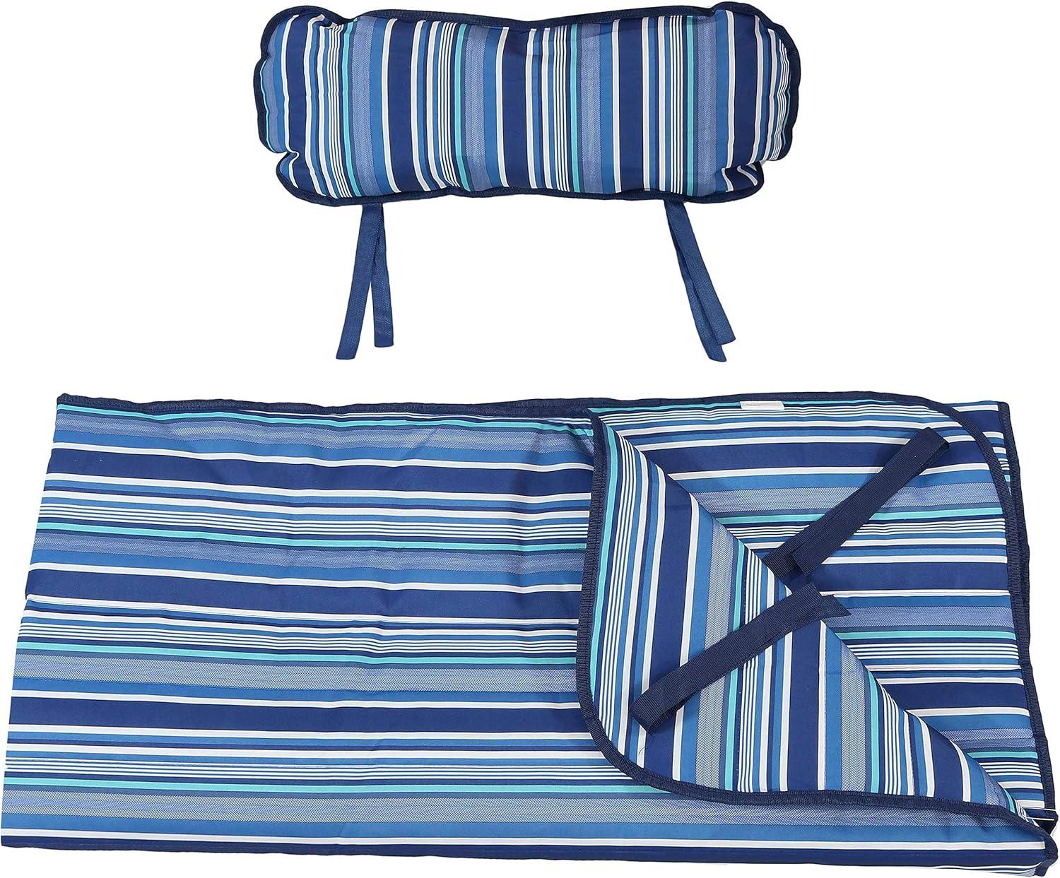 image:imageSunnydaze Polyester Quilted Hammock Pad and Pillow Set WeatherResistant Breakwater StripeBreakwater Stripe
