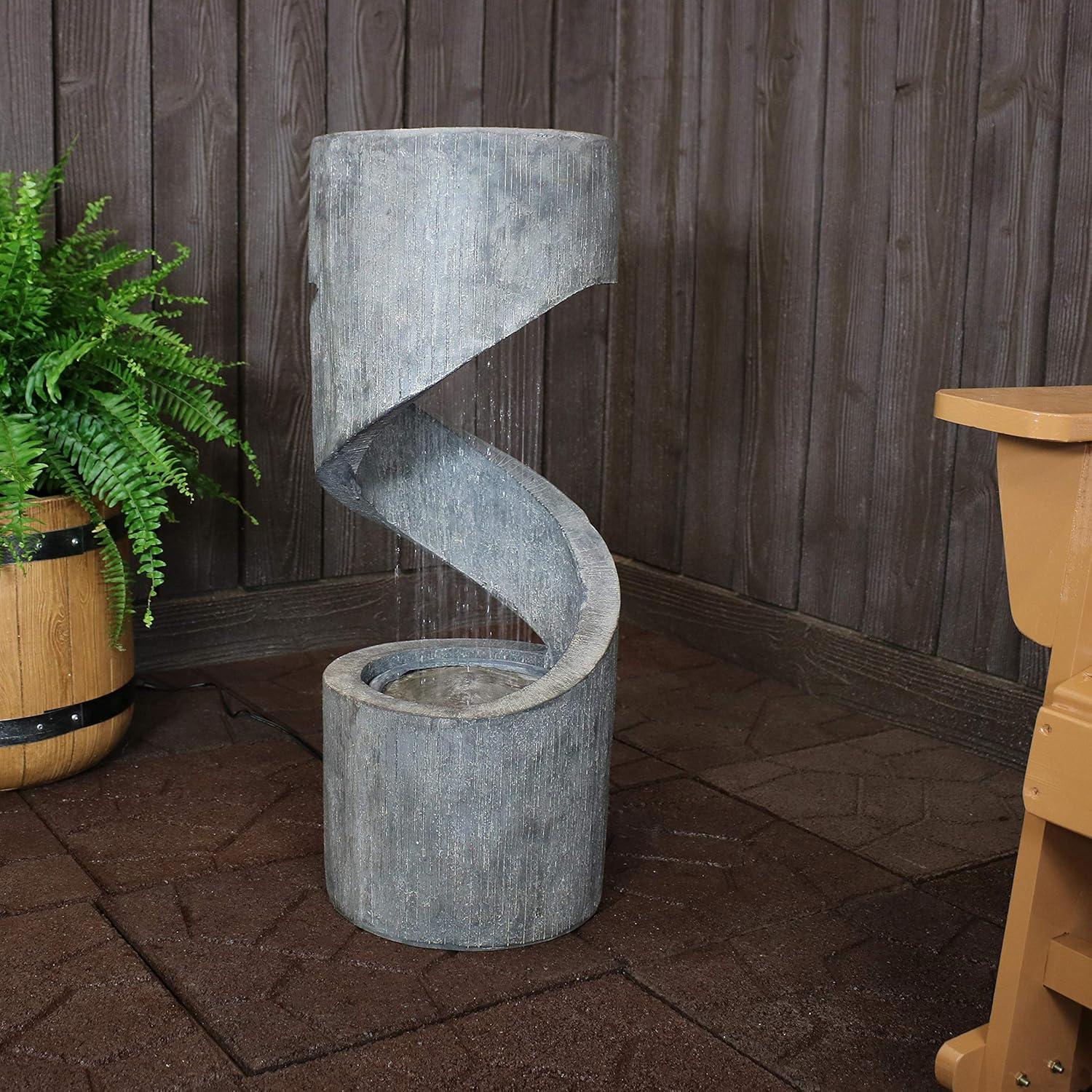 image:imageSunnydaze Showering Spiral Electric Water Fountain with LED Light 31Inch for Garden Patio or Yard