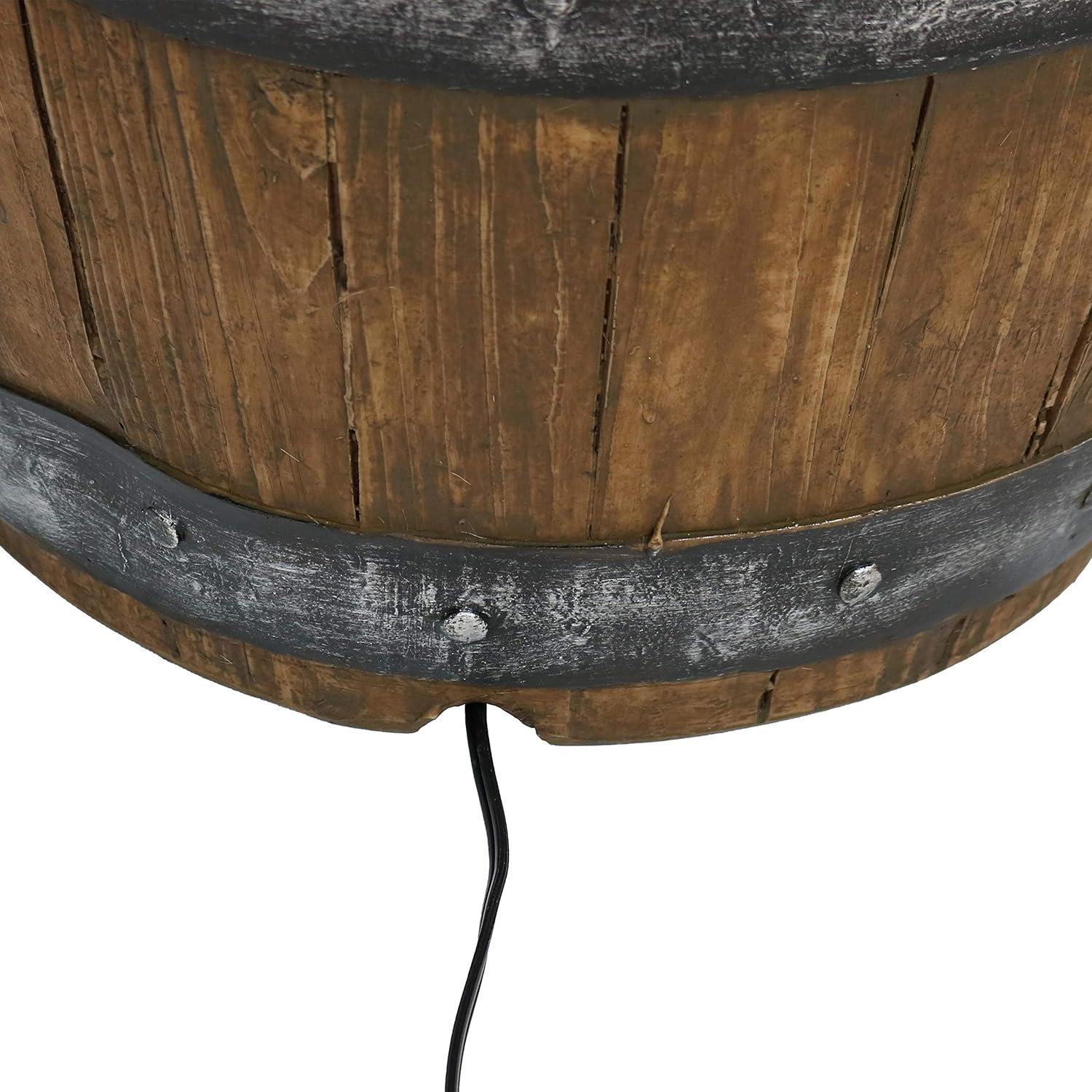 image:imageSunnydaze Spiraling Barrel 25Inch Outdoor Water Fountain with LED Lights Electric Submersible Pump with Adjustable Flow