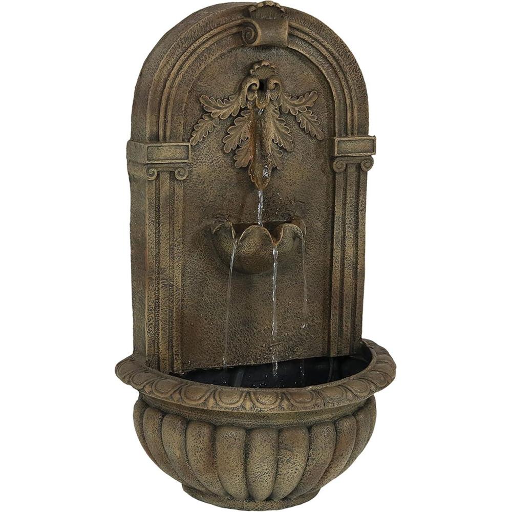 image:imageSunnydaze Florence 27Inch Polystone Outdoor Wall Water Fountain Electric Submersible Pump Florentine Stone FinishFlorentine Stone Finish