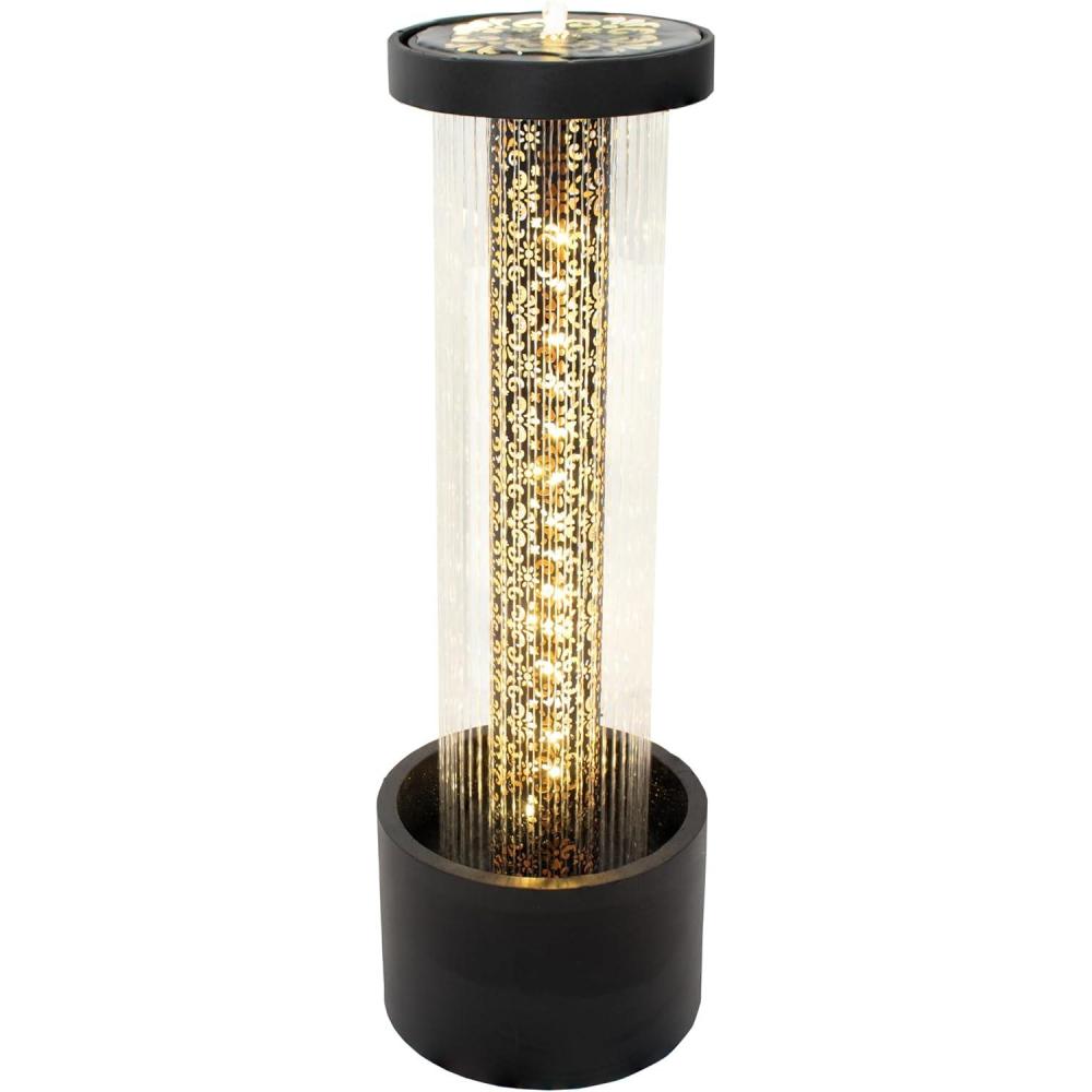 image:imageSunnydaze Glittering Rain Outdoor Water Fountain with Lights Zinc 4125Inch Includes Warm White LED Lights