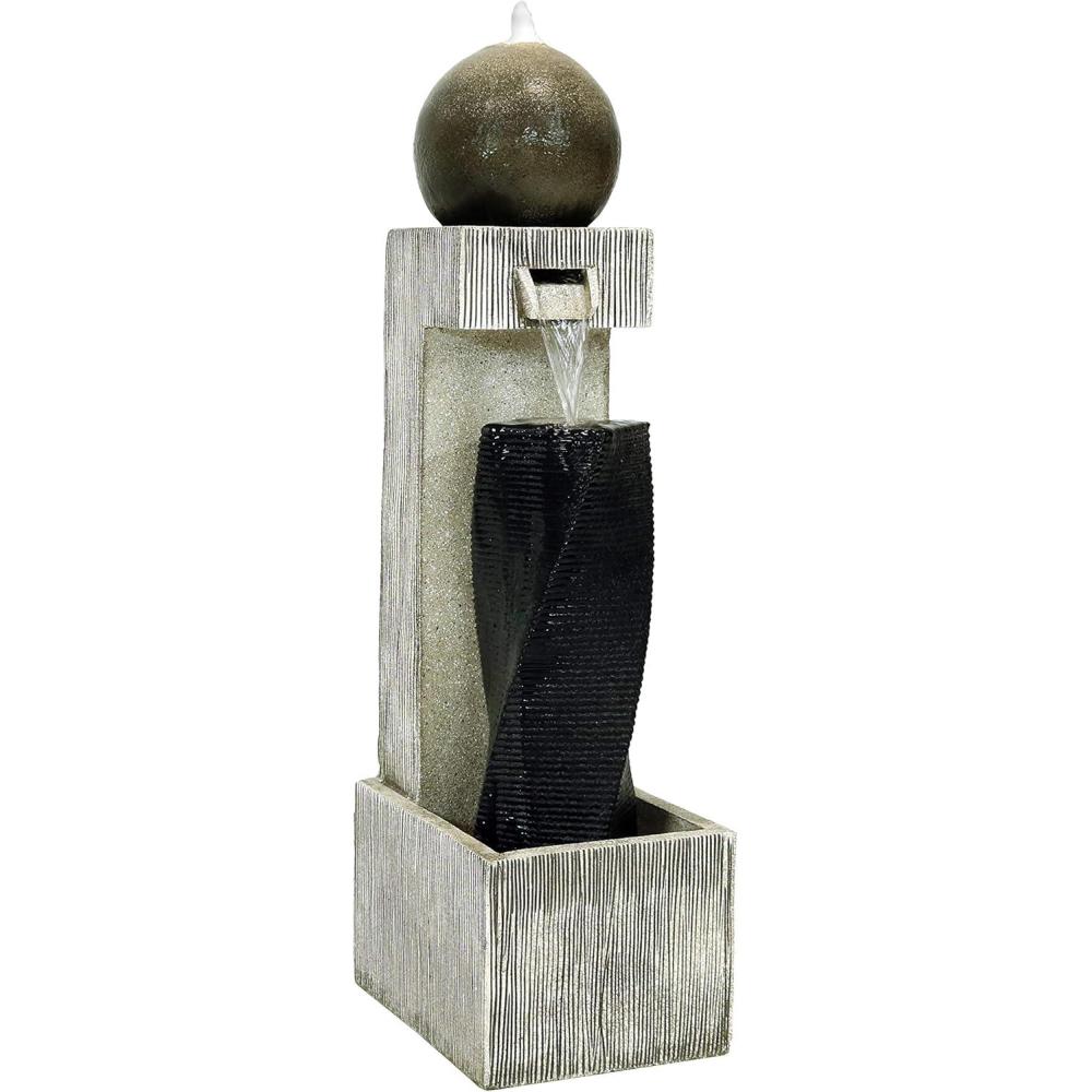 image:imageSunnydaze Modern Artistry 35Inch Outdoor Water Fountain  LED Lights  Electric Submersible Pump with Adjustable Flow